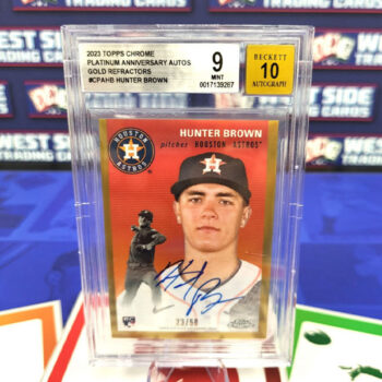 2023 Topps Chrome Platinum Anniversary HUNTER BROWN Gold Refractor Autograph 23_50